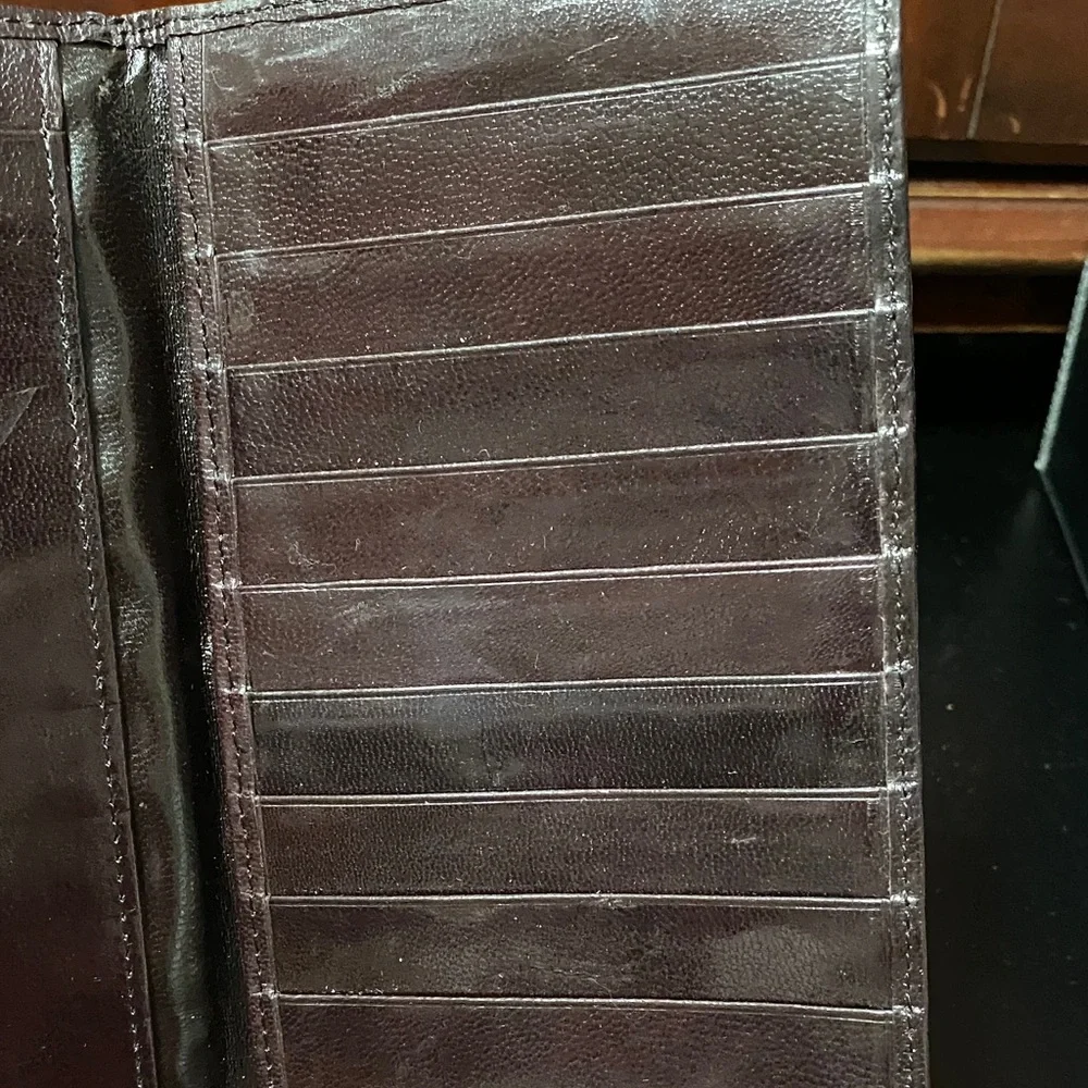 Elegant Carlo Amboldi Dark Brown Leather vintage checkbook wallet
